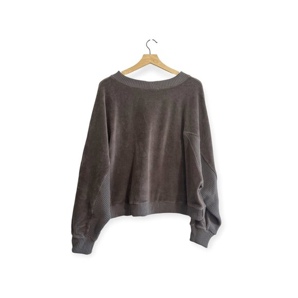 Suzie Kondi Dulia Velour Dolman Top Steel Gray XL NWT Minimalist Lounge - Picture 2 of 10